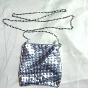 Shiny sliver mini purse